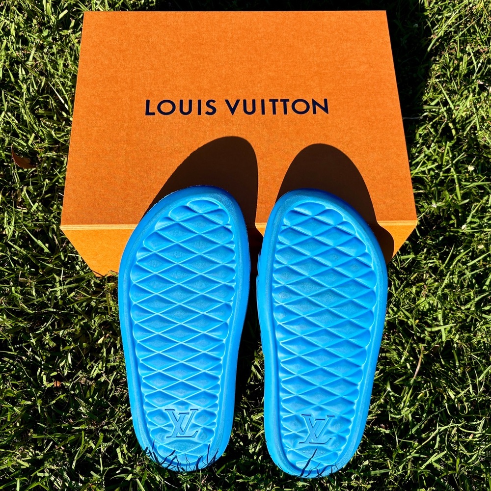 Louis Vuitton Blue Waterfront Mule Slide Size 10.5 Abloh FW21 Collector Sandal - Picture 13 of 16